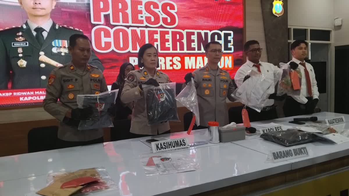 Foto: Polres Madiun gelar press release kasus dugaan penipuan kalung emas senilai Rp8,5 juta