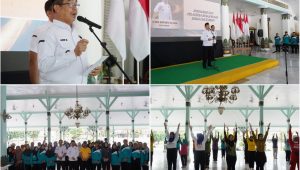 foto: Bupati Madiun Hari Wuryanto membuka sosialisasi Senam Bugar Sepanjang Usia bagi lansia di Pendopo Mudagraha Madiun