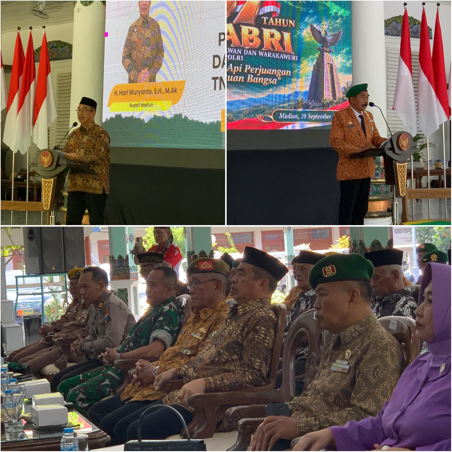 Foto: Bupati Madiun Hari Wuryanto bersama keluarga besar PEPABRI saat peringatan HUT ke-67 PEPABRI di Pendopo Muda Graha Madiun