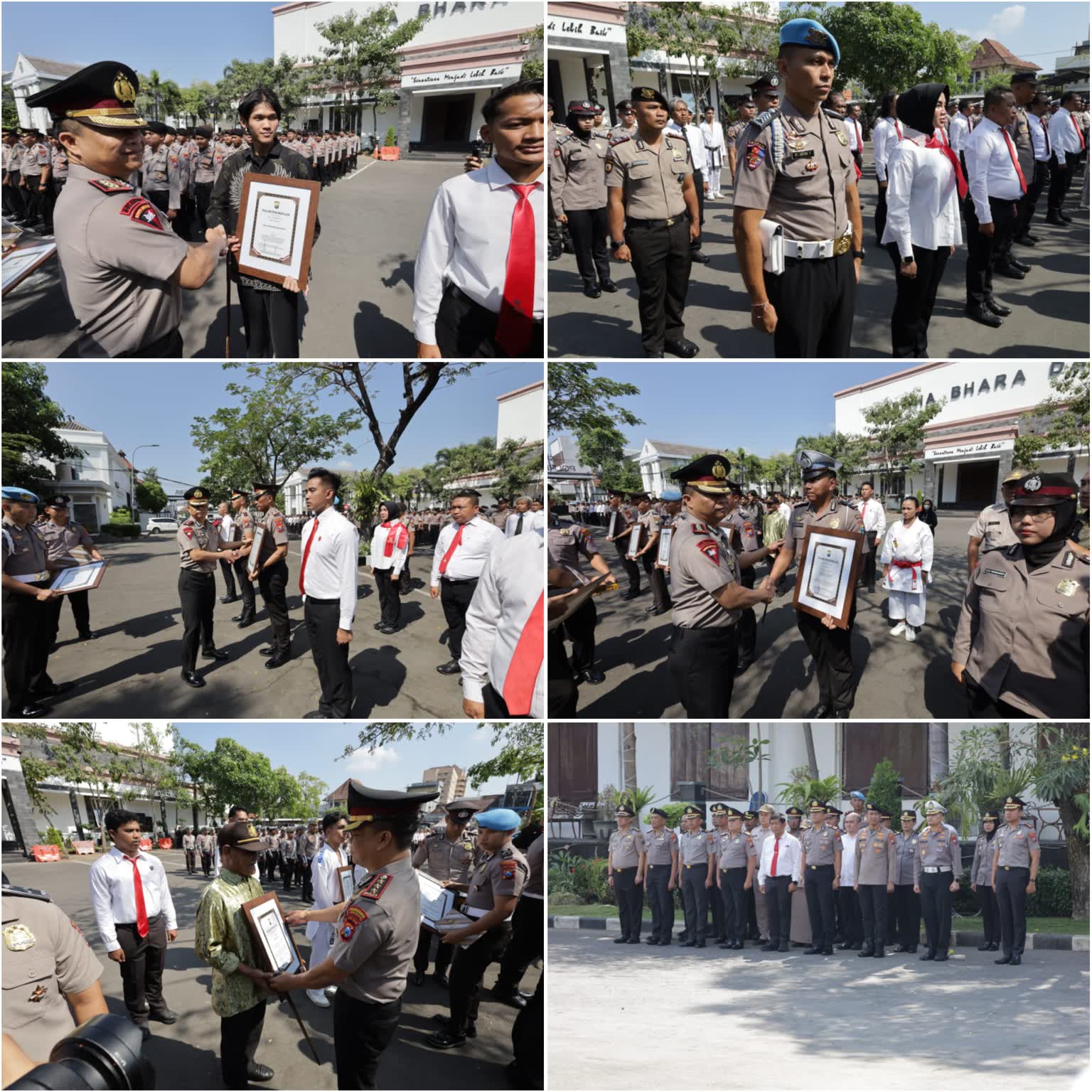 Foto: Kapolrestabes Surabaya Kombes Pol Luthfie Sulistiawan memberikan penghargaan kepada personel dan masyarakat berprestasi