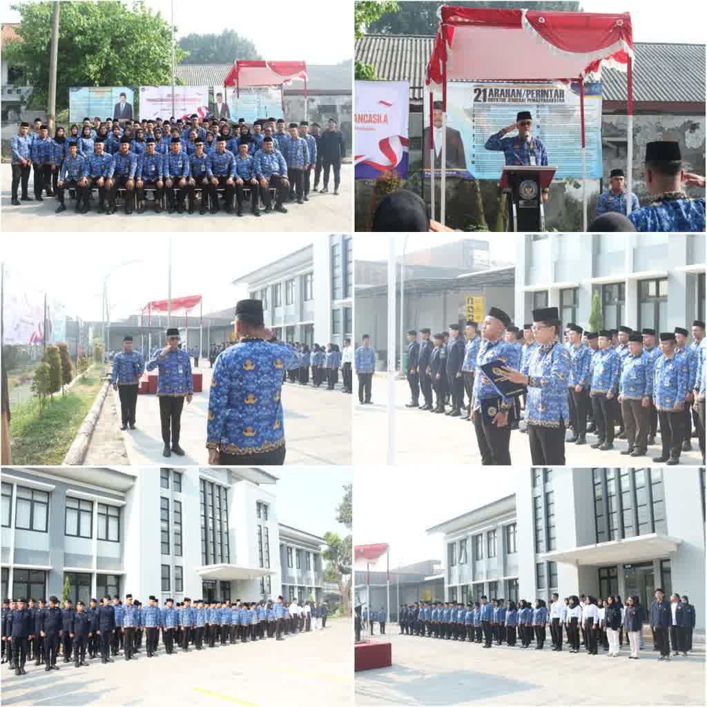 Foto: Kepala Rutan Kelas I Surabaya Tristiantoro Adi Wibowo memimpin upacara Hari Kesaktian Pancasila di halaman rutan