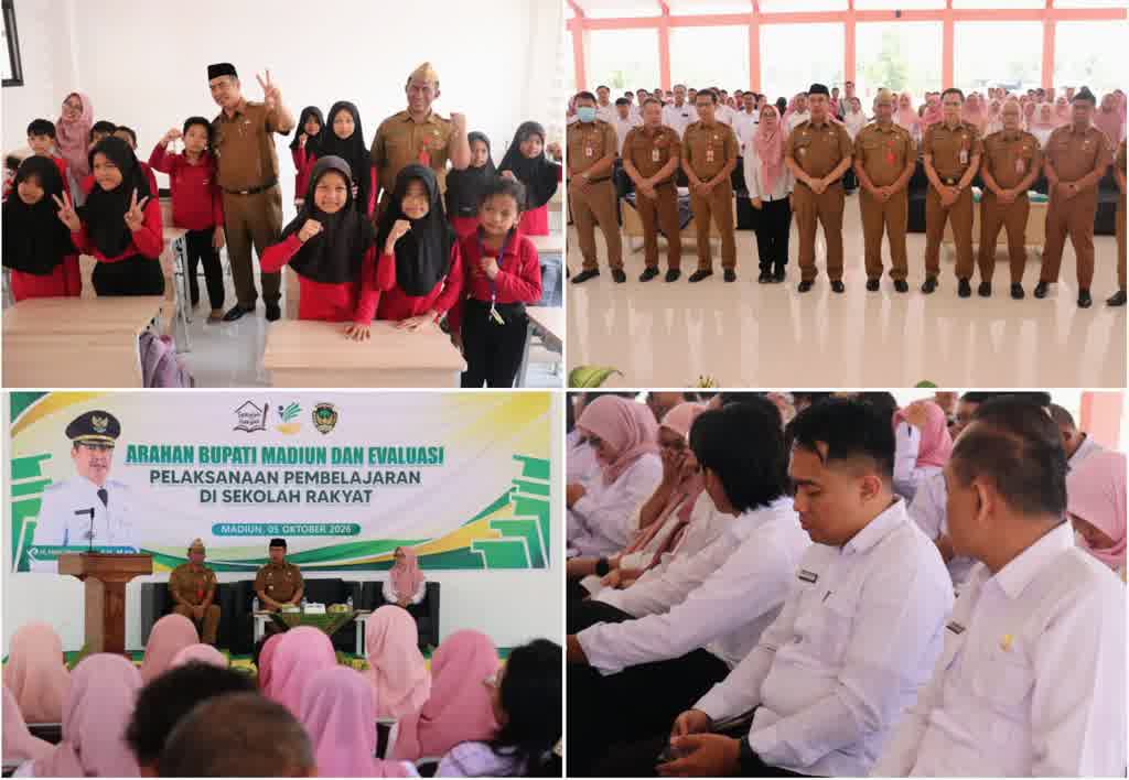 Foto: Bupati Madiun Hari Wuryanto meninjau pelaksanaan Sekolah Rakyat di Kelurahan Nglames, Kabupaten Madiun