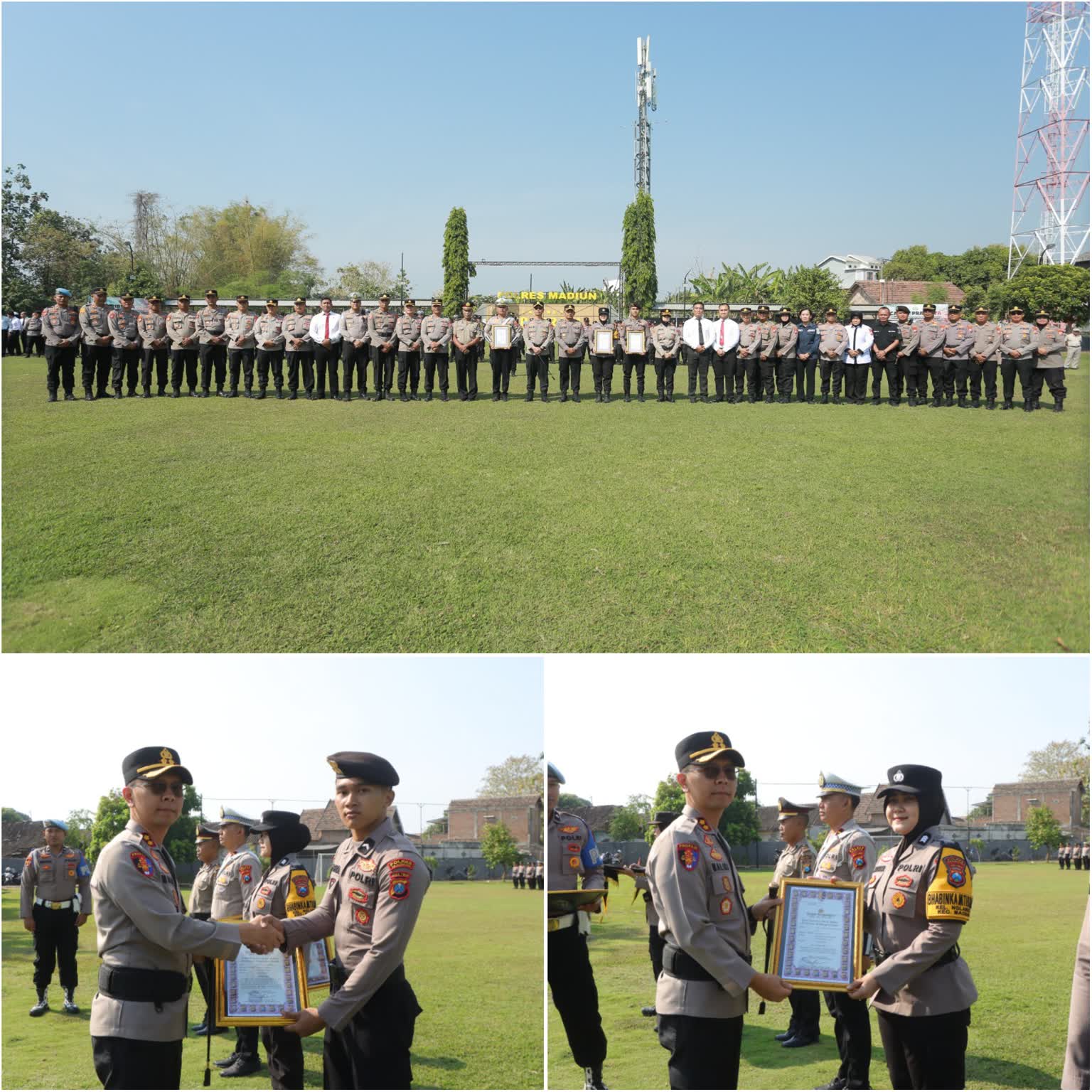 Foto: Tiga personel Polres Madiun menerima apresiasi atas dedikasi dan prestasi di bidang kepolisian serta pencak silat