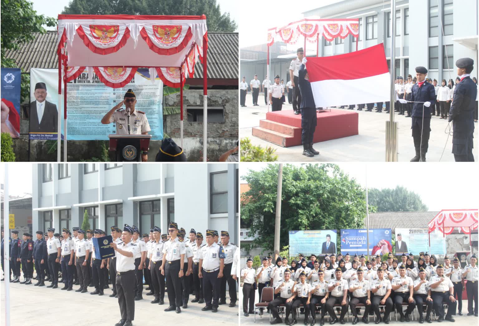 Foto: Kepala Rutan Kelas I Surabaya Tristiantoro Adi Wibowo memimpin upacara peringatan Hari Sumpah Pemuda ke-98 pada 28 Oktober 2026.