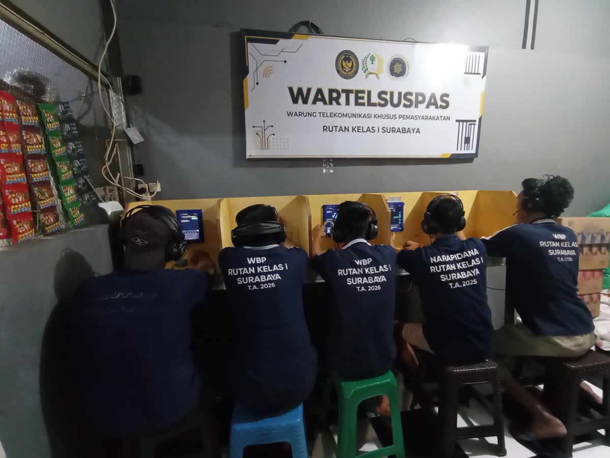 Foto: Fasilitas Wartelsuspas Rutan Kelas I Surabaya untuk komunikasi warga binaan dengan keluarga.